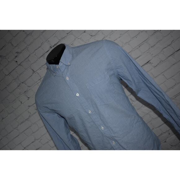 J Crew Mercantile Dress Shirt Button Up Mens Size Large Flex Blue Cotton Blend - Picture 7 of 7